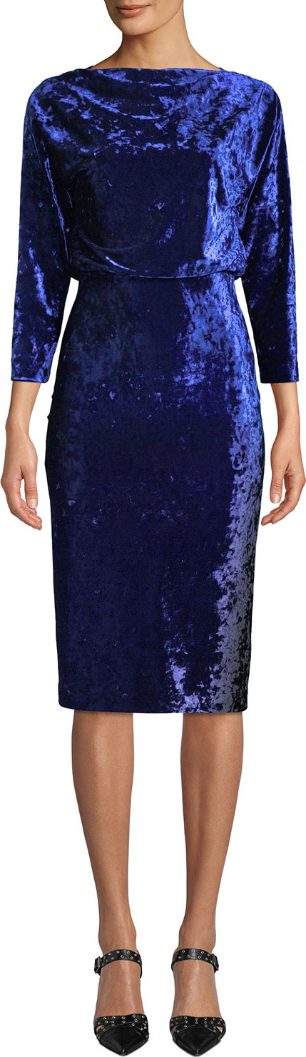 Badgley Mischka Blouson Dress in Ombre Velvet