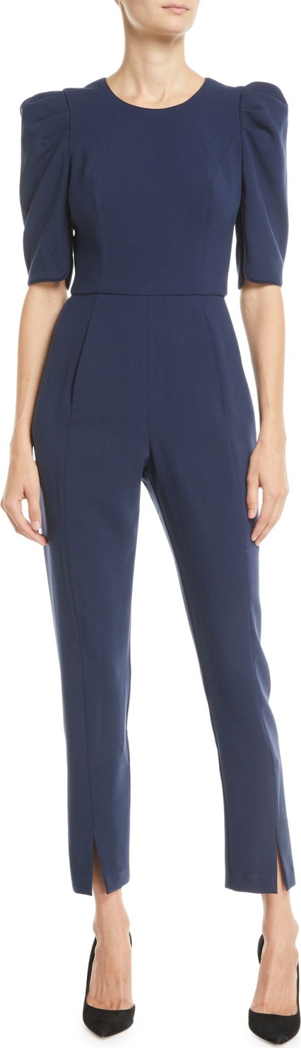 Black Halo Russo Ruffle-Sleeve Straight-Leg Jumpsuit