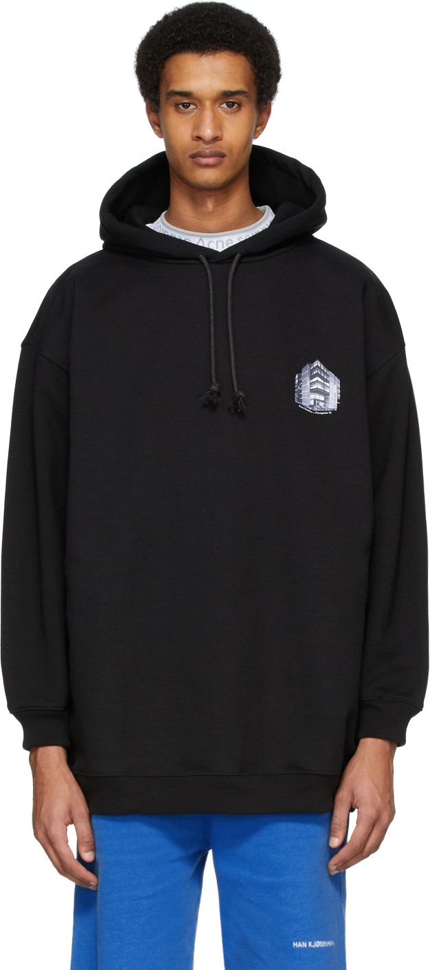 Acne Studios Black Headquarter Print Hoodie