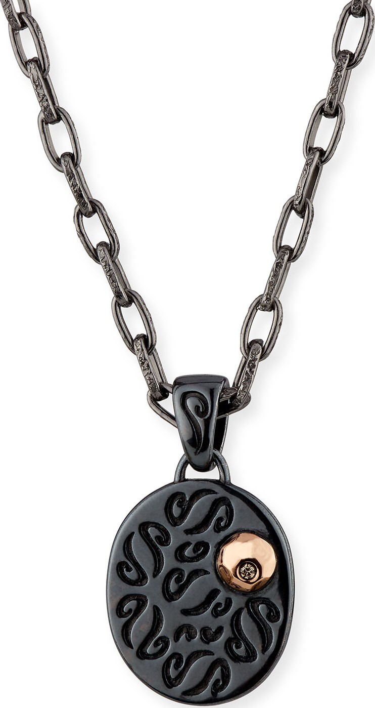 Marco Dal Maso Ara Burnished Silver Pendant Necklace with 18K Rose Gold & Champagne Diamond