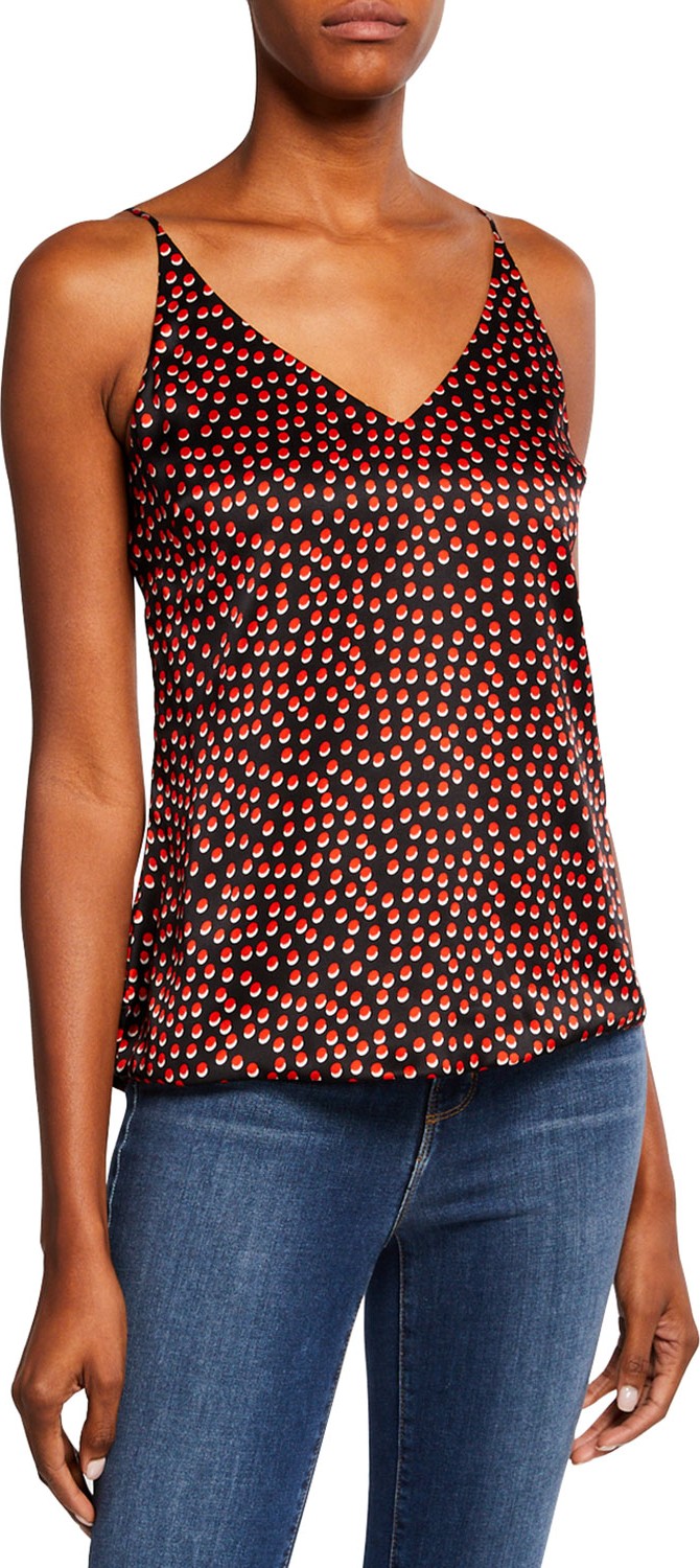 L'AGENCE Gabriella Dot-Print Silk Camisole