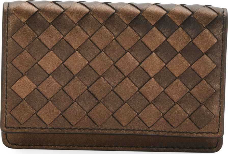 Bottega Veneta Metallic Intrecciato Flap Card Case