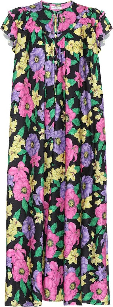Balenciaga Floral satin midi dress