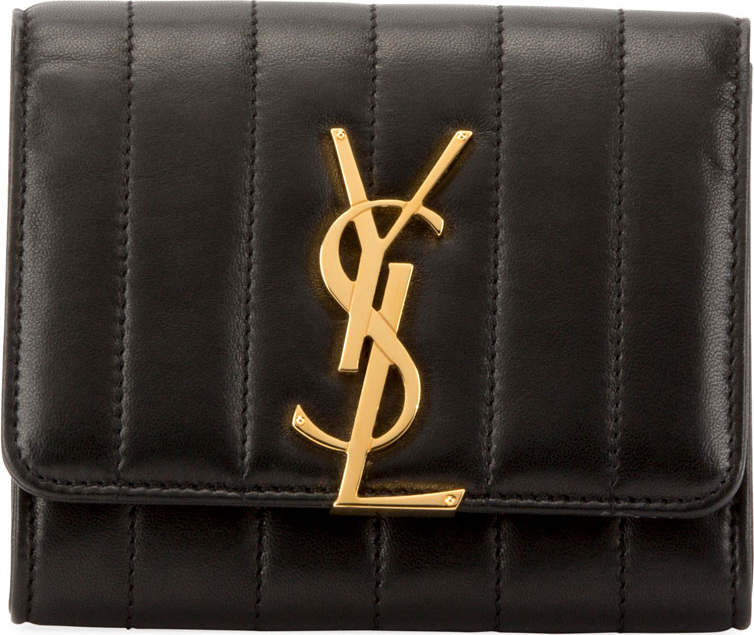 Saint Laurent Vicky Quilted Leather French Flap Organizer Wallet