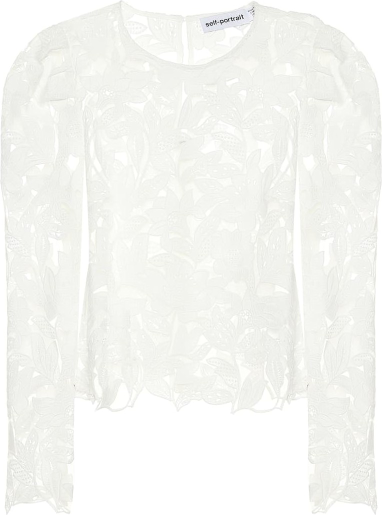 Self Portrait Floral guipure-lace blouse