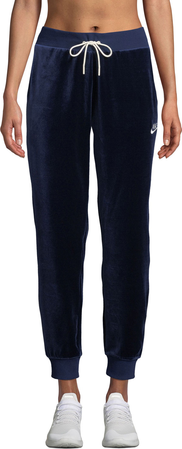 Nike Velour Drawstring Track Pants, Blue