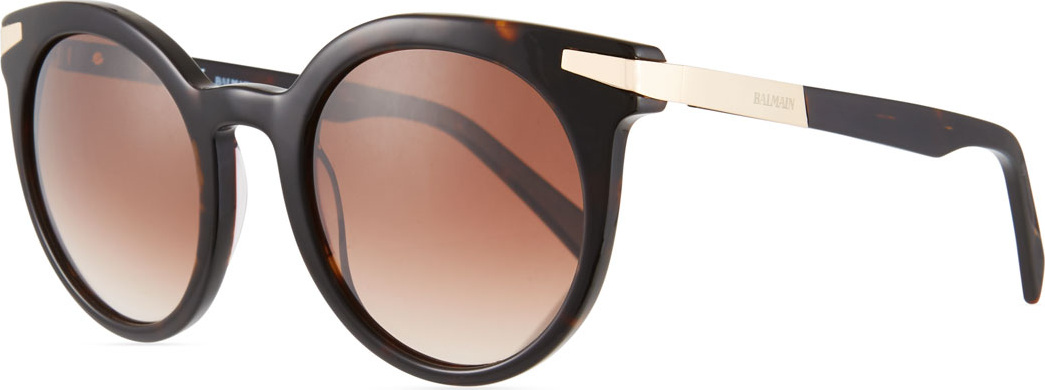 Balmain Round Gradient Acetate & Metal Sunglasses