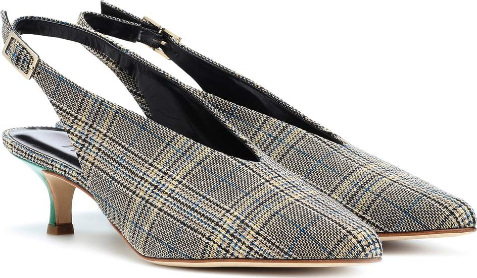 Tibi Lia plaid kitten-heel pumps