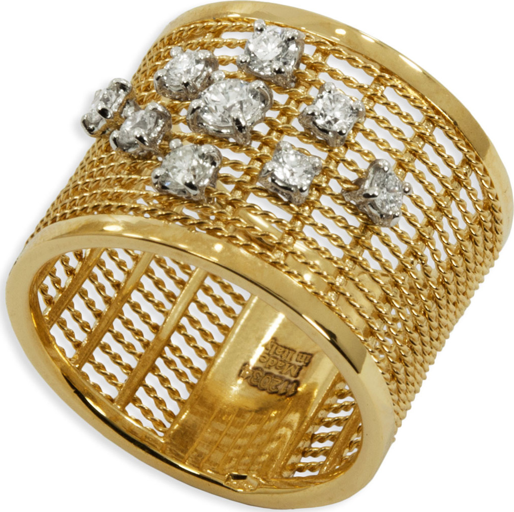 Staurino Fratelli 18k Gold Renaissance Dancing Diamond Ring, Size 7