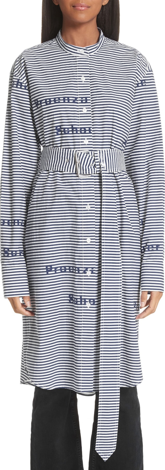Proenza Schouler PSWL Logo Stripe Longline Poplin Shirt