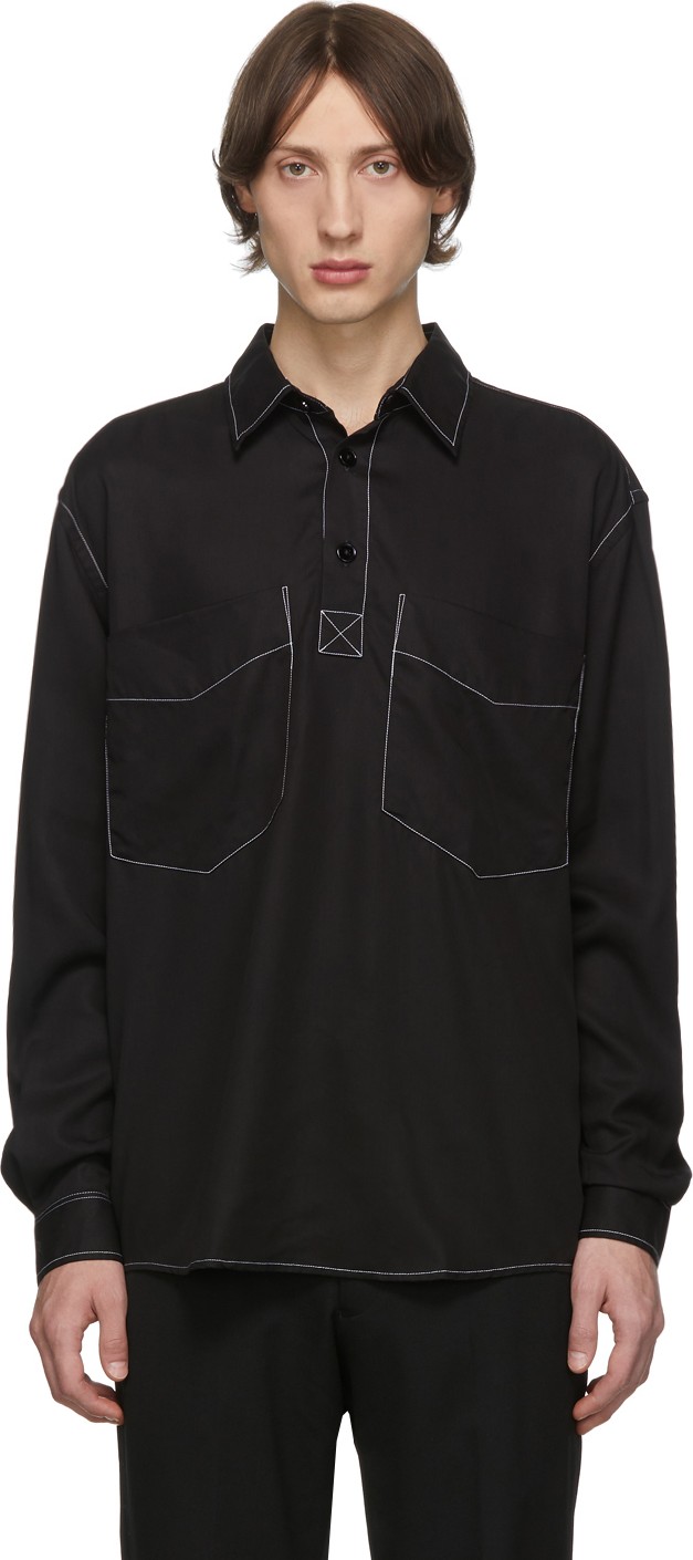 Schnayderman's Black Boxy Popover Shirt