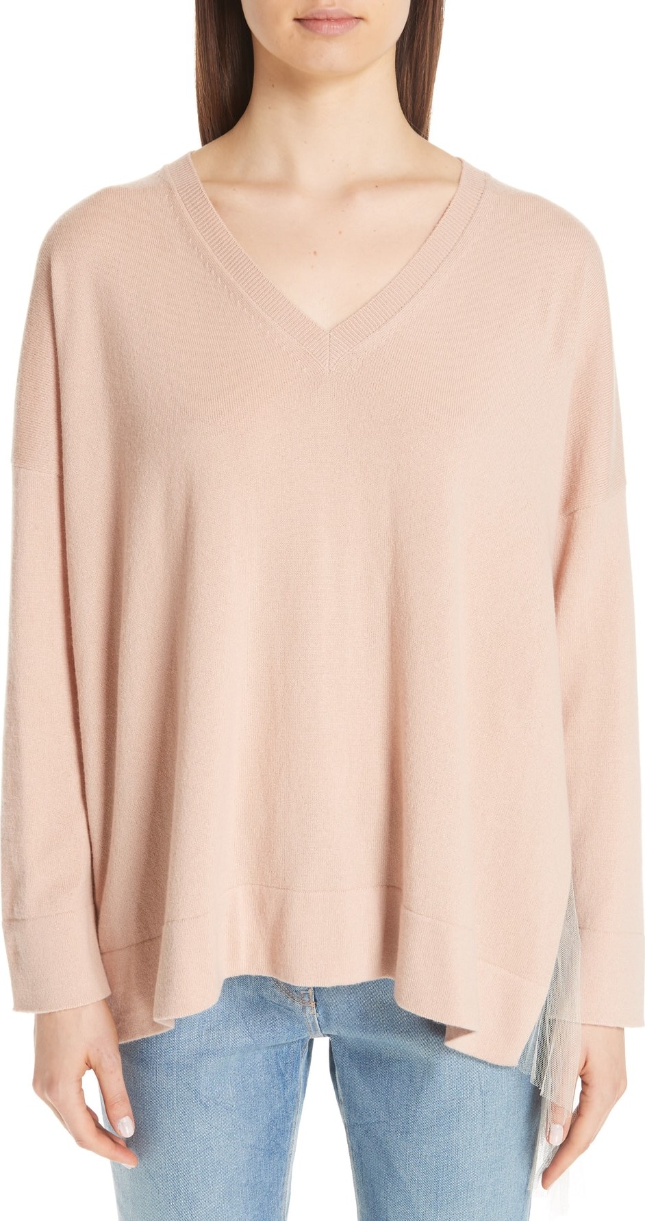 Fabiana Filippi Tulle Inset Cashmere Sweater