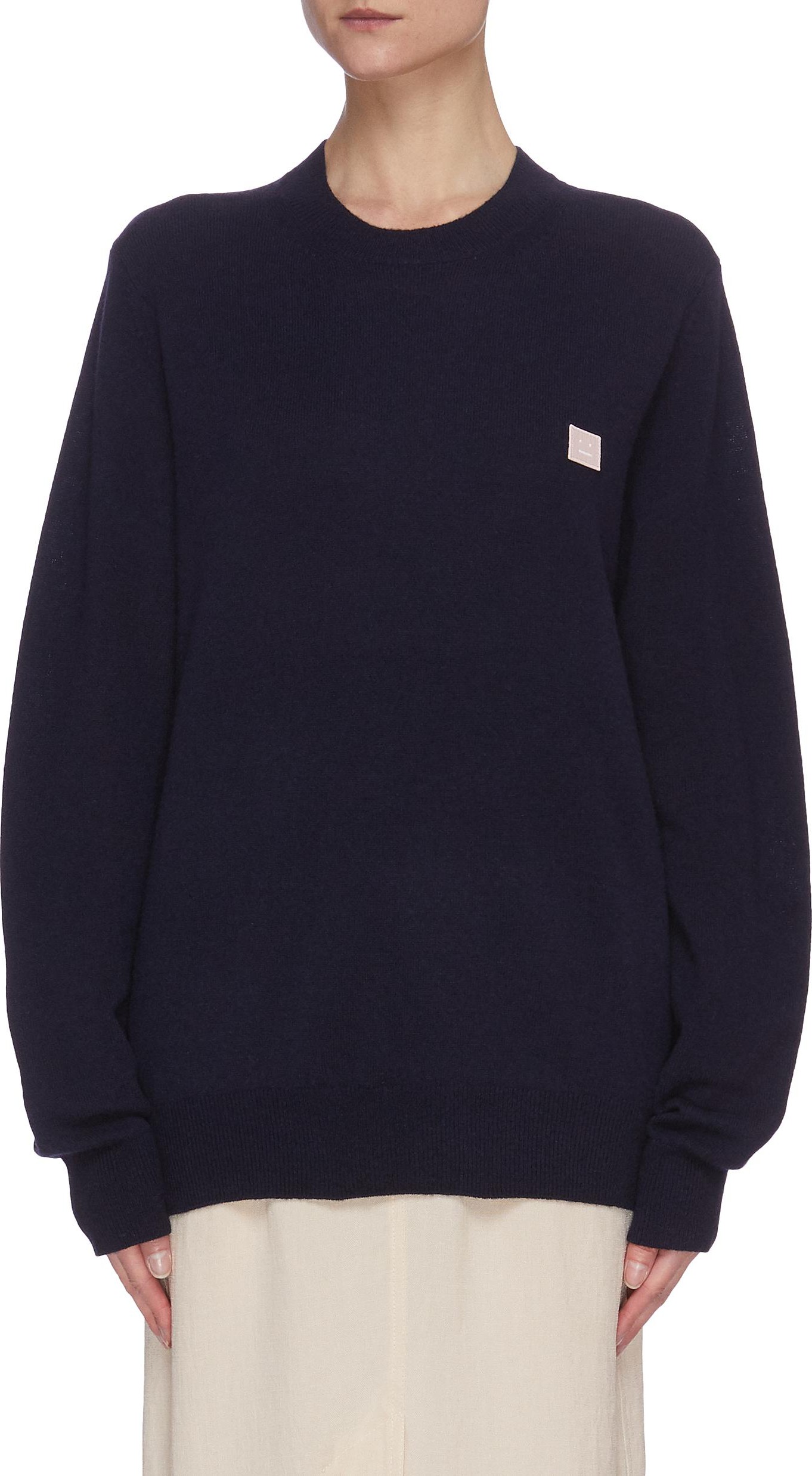 Acne Studios Face embroidered patch wool sweater
