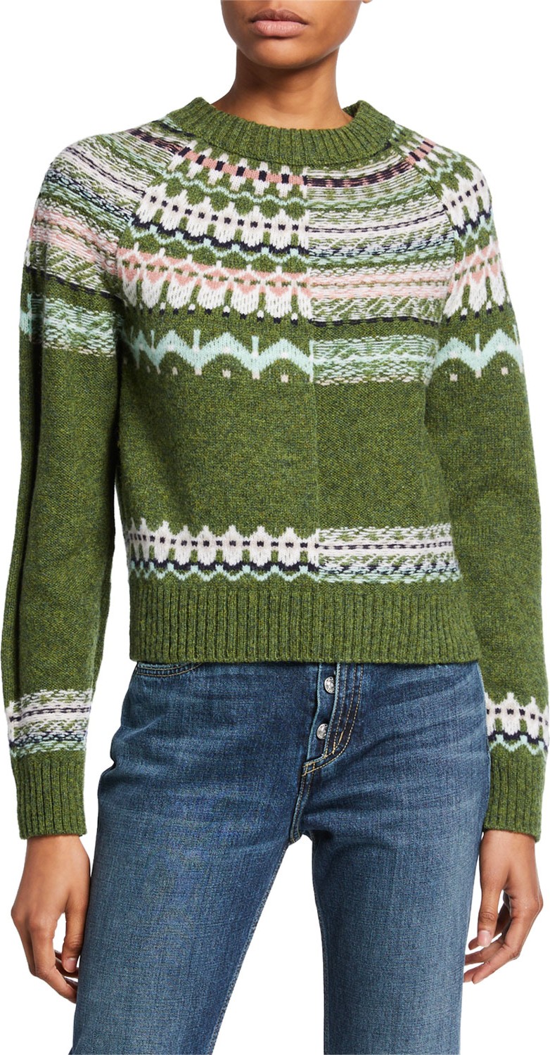M Missoni Piazzato Crewneck Jacquard Wool Sweater