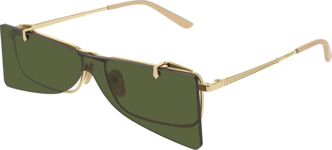 Gucci Rectangle Clip-On Metal Sunglasses