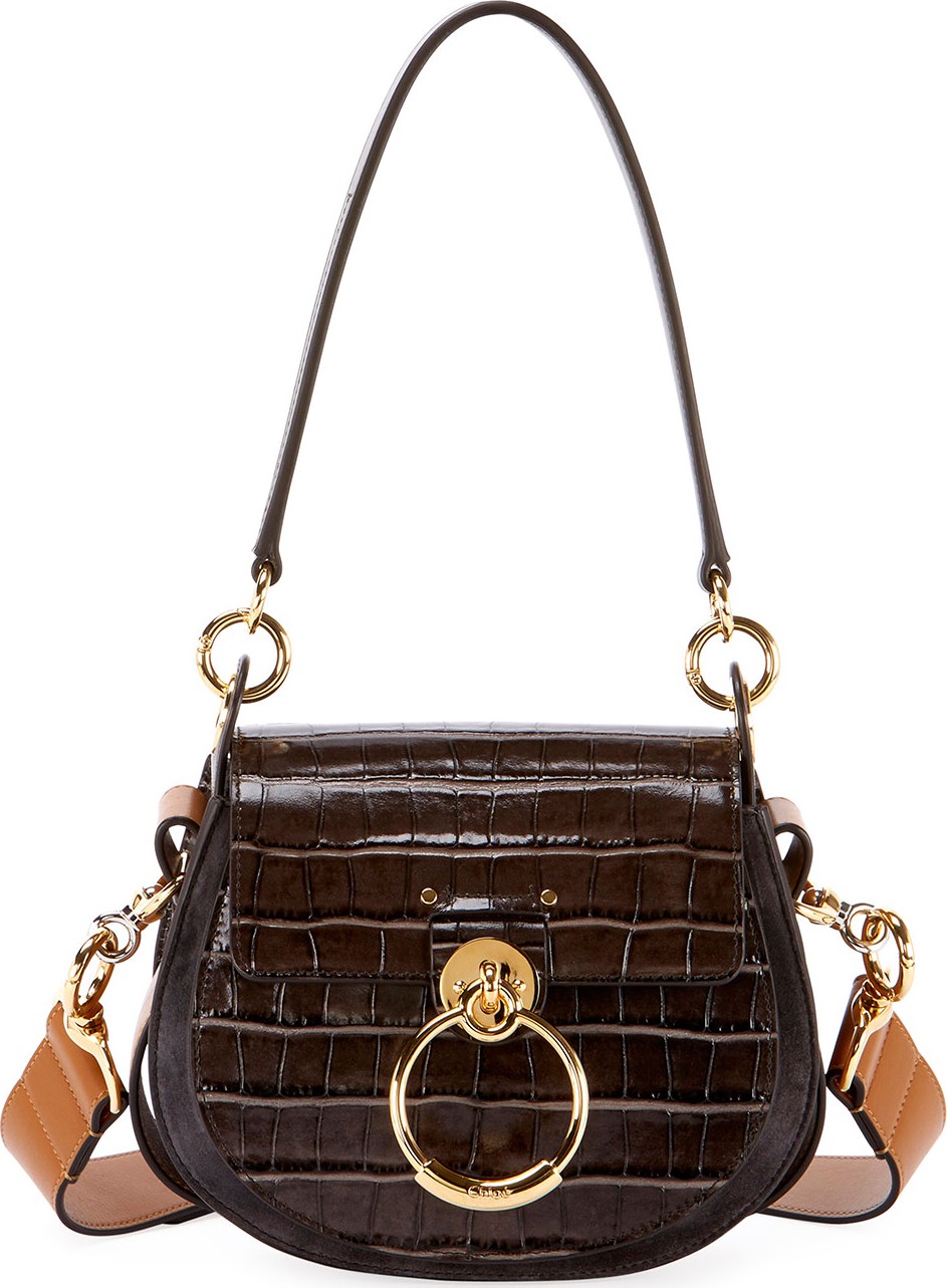 Chloe Tess Small Embossed Leather Shoulder Bag