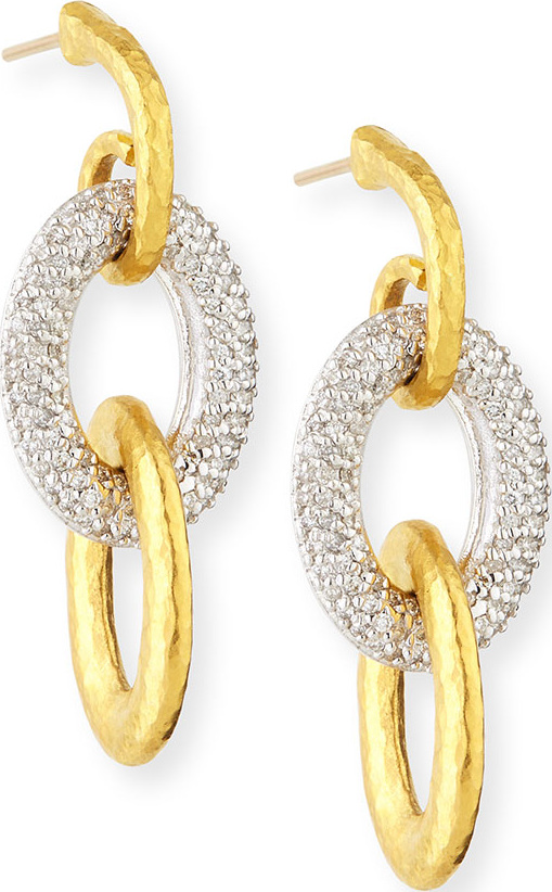GURHAN 24k Triple Galahad Earrings with Diamonds