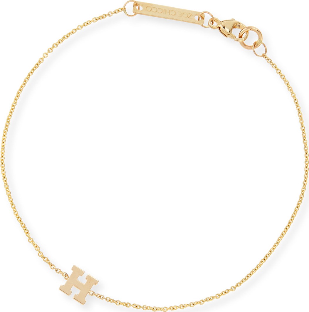 Zoe Chicco Gold Block Initial Bracelet