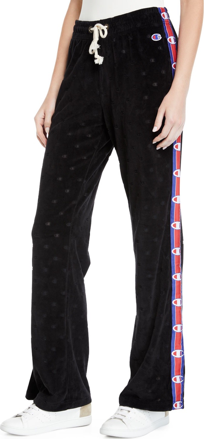Champion Flare-Leg Velour Burnout Logo Sweatpants