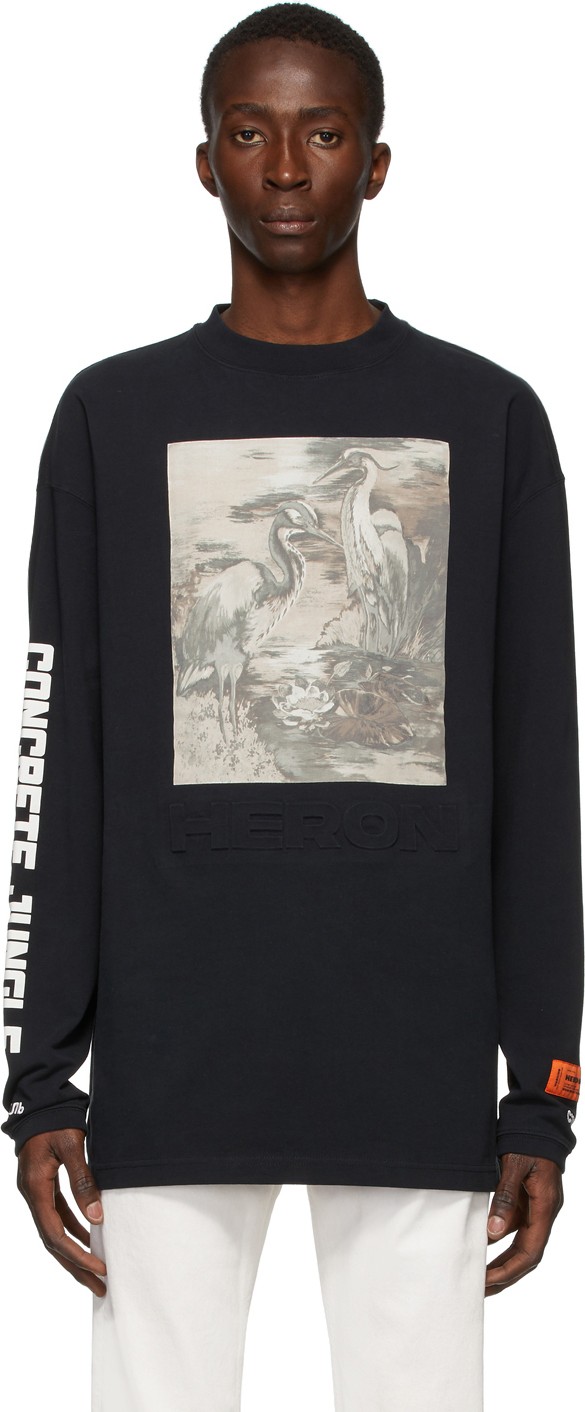 Heron Preston Black Heron Birds Long Sleeve T-Shirt