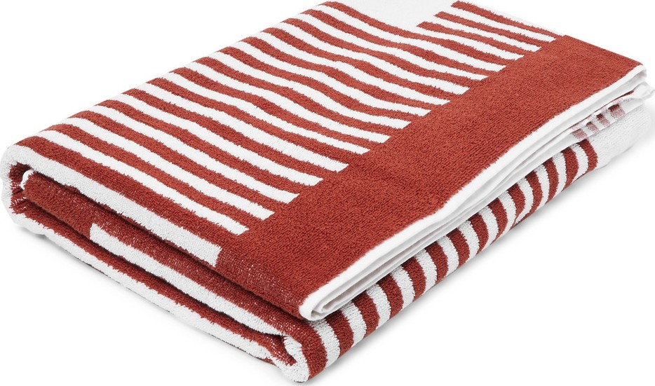 Stone Island Logo-Print Striped Cotton-Terry Beach Towel
