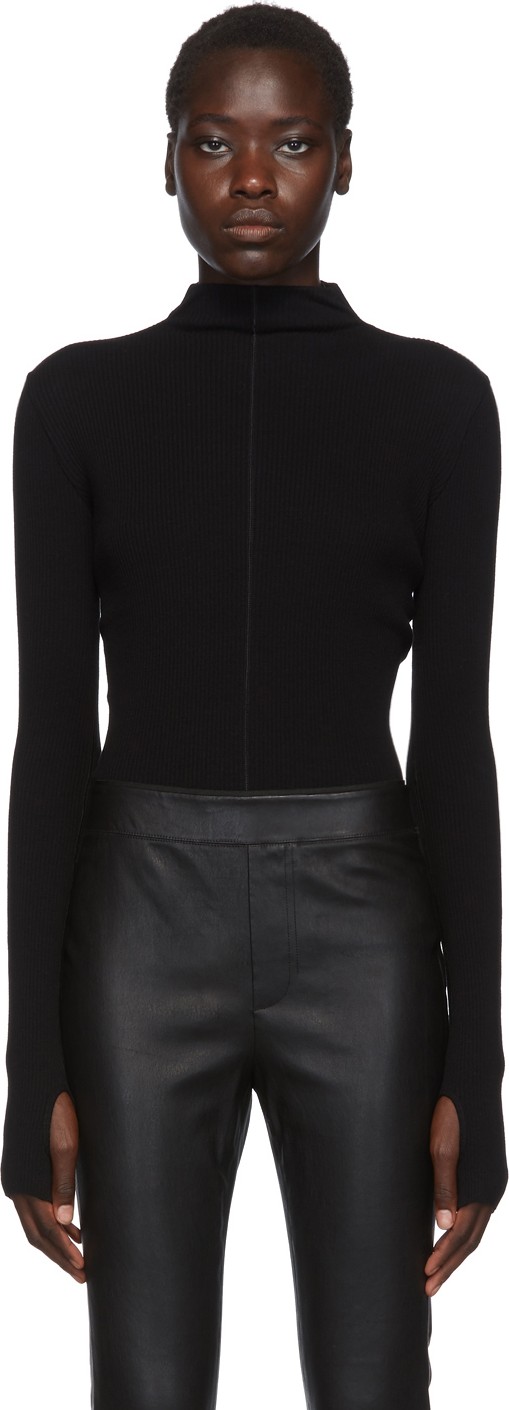Helmut Lang Black High Neck Rib Turtleneck