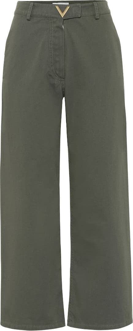 Valentino High-rise wide-leg cotton pants