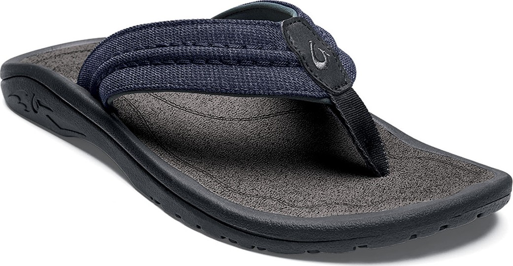 Olukai Men's Hokua Mesh Faux-Leather Flip-Flop Sandals, Night/Charcoal
