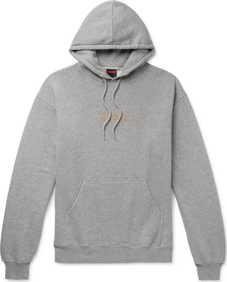 Très Bien Logo-Embroidered Mélange Fleece-Back Cotton-Jersey Hoodie