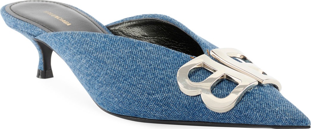 Balenciaga BB Knife Denim Mules