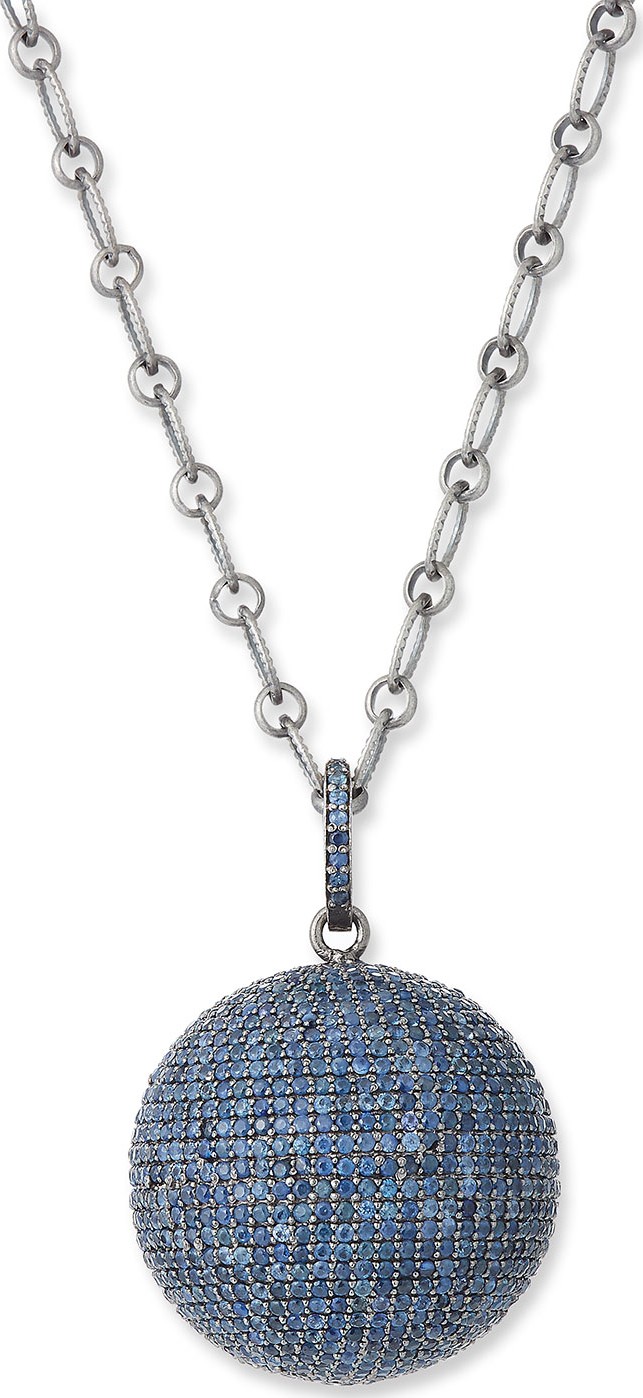 Siena Jewelry Blue Sapphire Ball Pendant Necklace