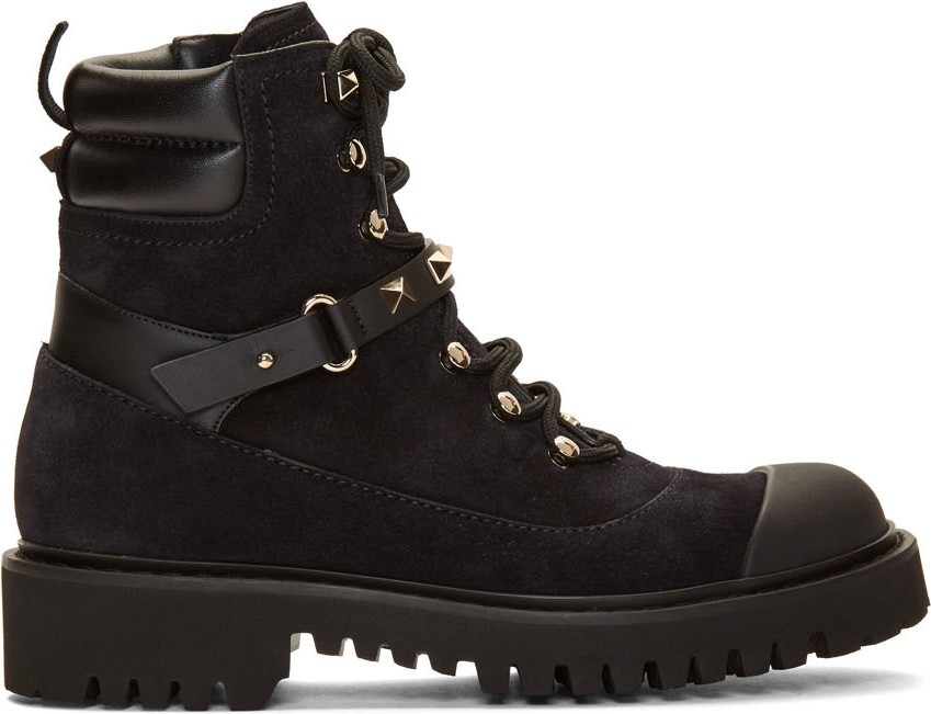 Valentino Black Valentino Garavani Rockstud Combat Boots