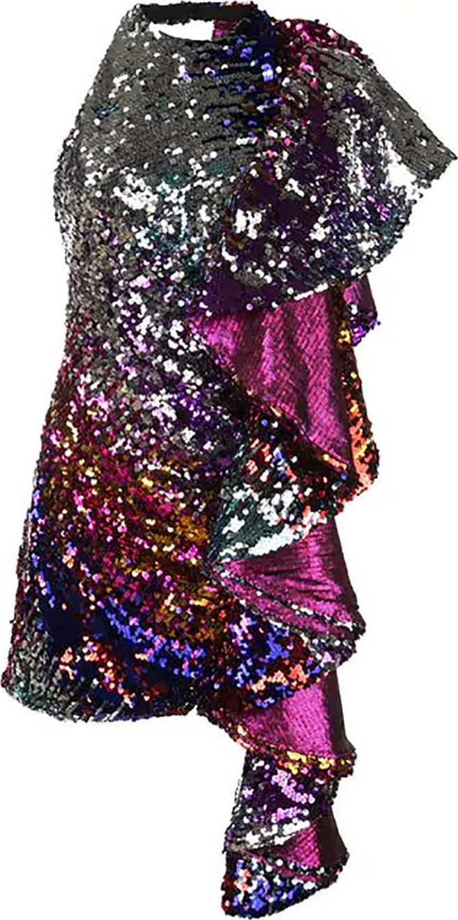 Halpern Front ruffled party dress