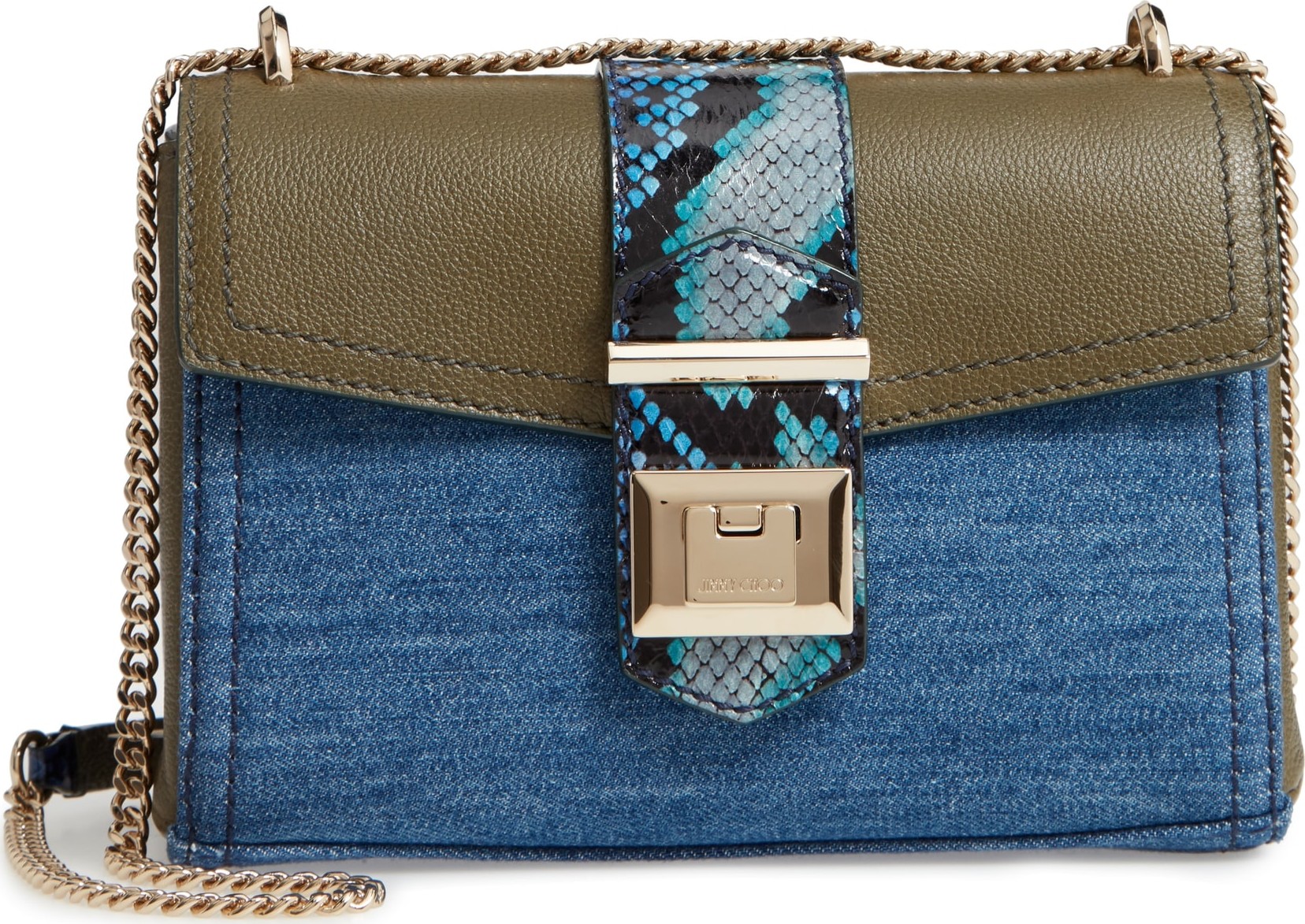 Jimmy Choo Marianne Leather & Genuine Snakeskin Crossbody Bag