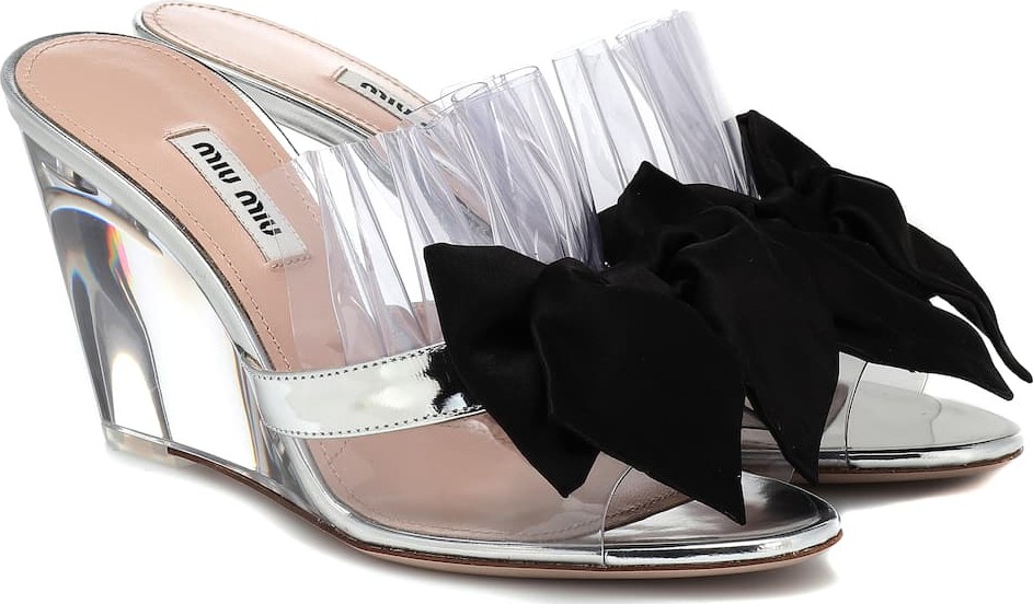 Miu Miu Leather-trimmed wedges