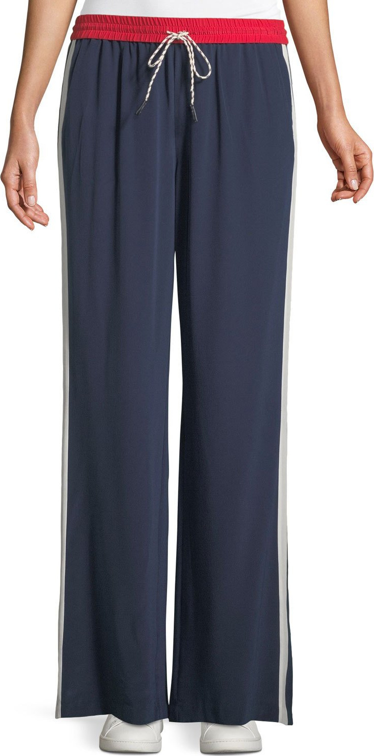 Joie Perlyn Side-Stripe Silk Track Pants