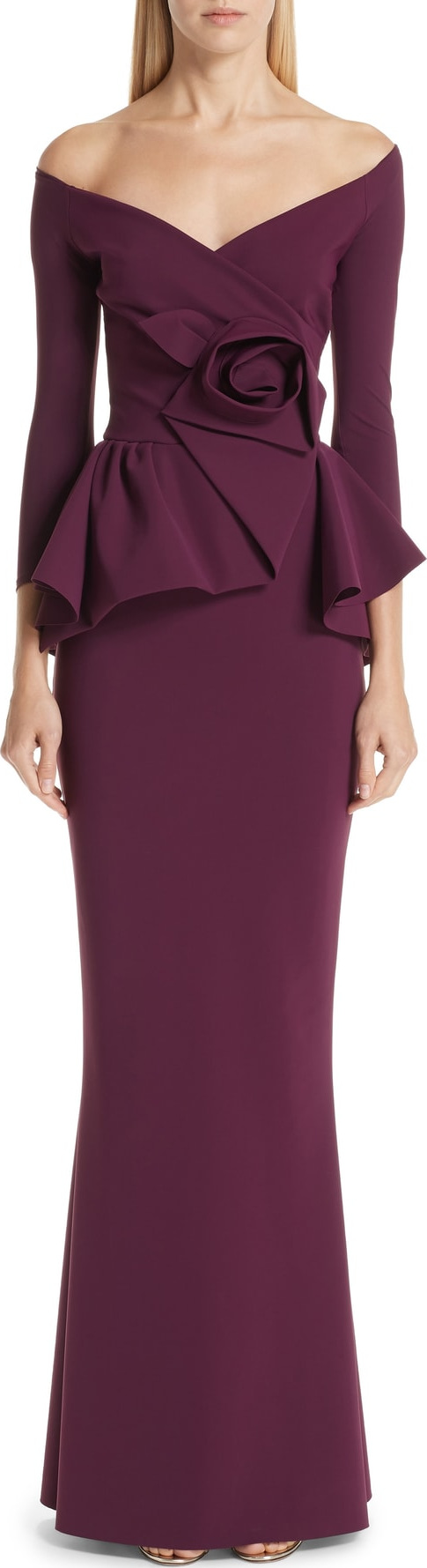 La Petite Robe di Chiara Boni Almunda Off the Shoulder Peplum Gown