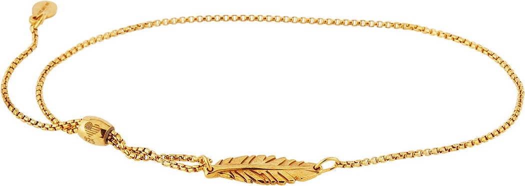 Alex and Ani Feather Pull-Chain Bracelet, Gold Vermeil