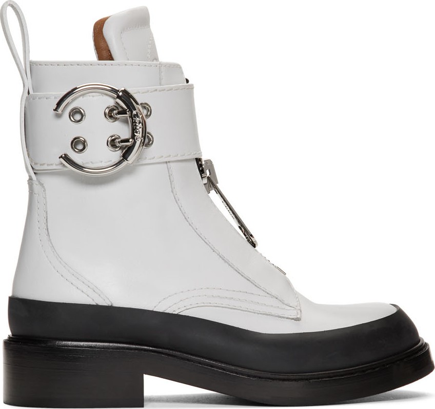 Chloe White Roy Ankle Boots
