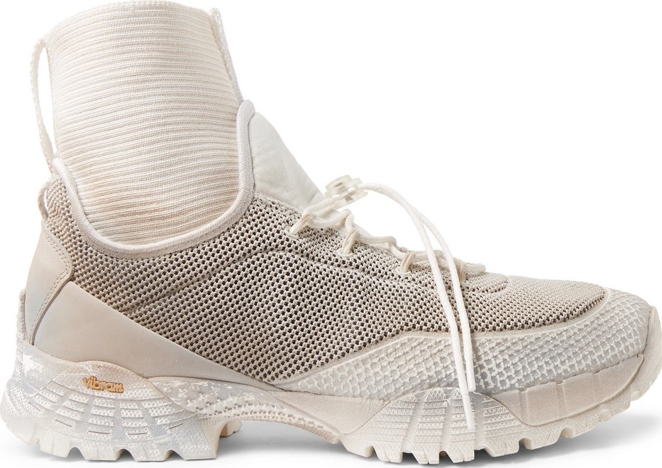 Roa Daiquiri Leather-Trimmed Mesh and Ribbed-Knit High-Top Sneakers