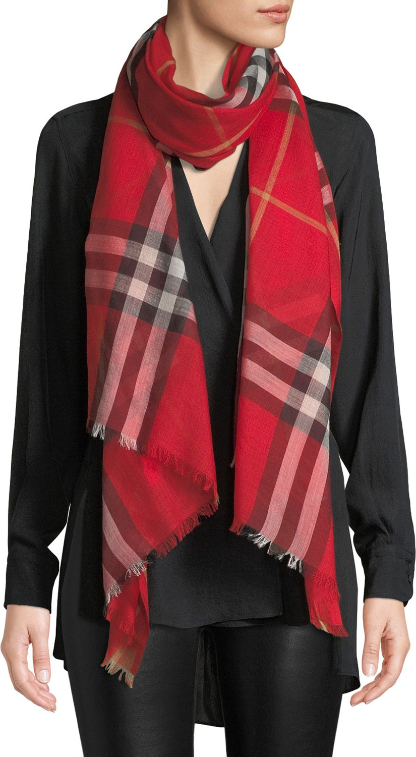 Burberry London England Gauze Giant Check Scarf