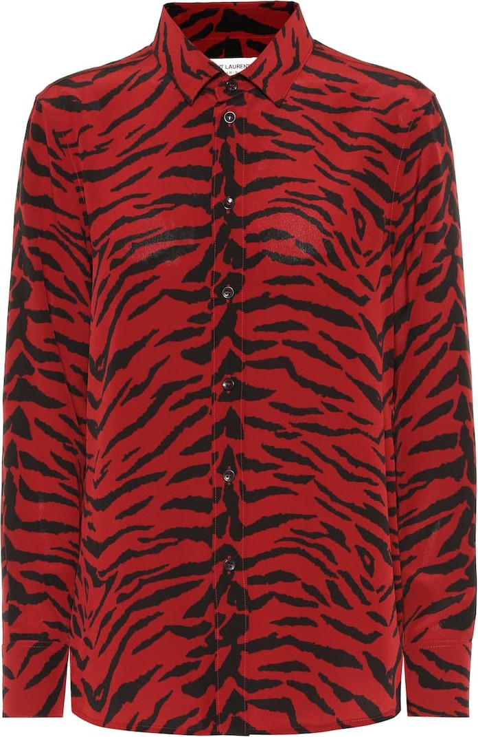 Saint Laurent Printed silk crêpe de chine blouse