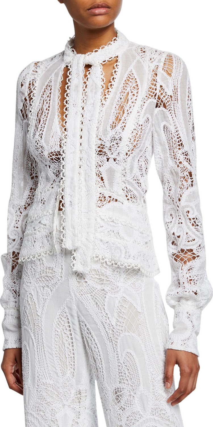 Alexis Durham Tie-Front Lace Blazer