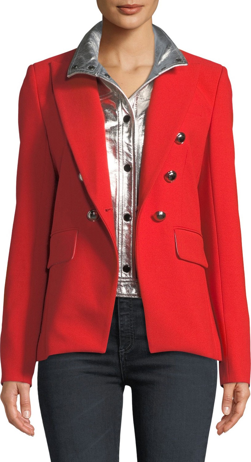 Veronica Beard Rocco Metallic Leather Snap-Front Dickey