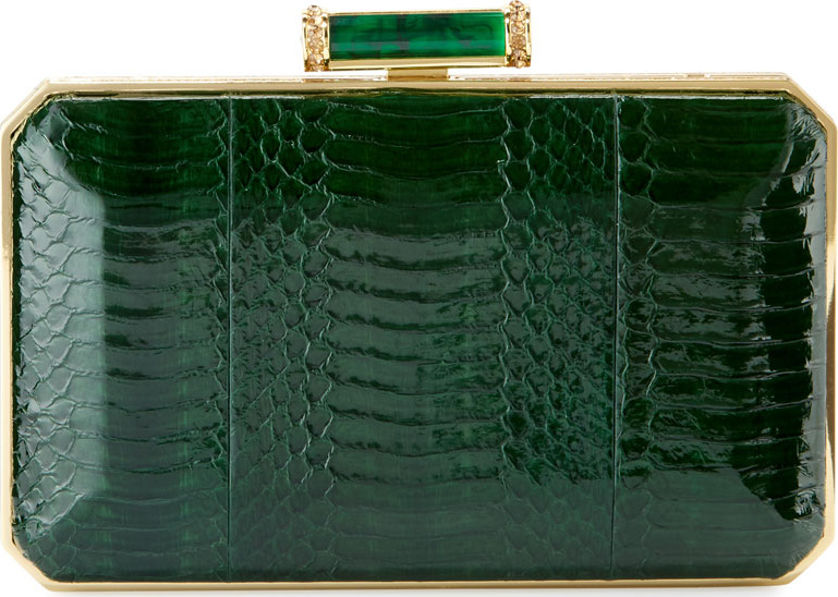 Judith Leiber Soho Snakeskin Box Clutch Bag