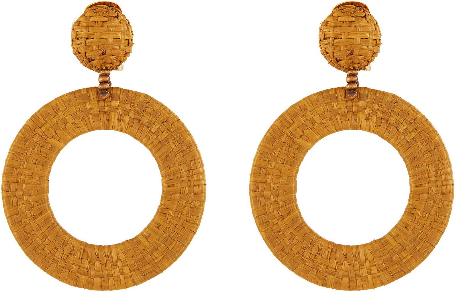 Oscar De La Renta Woven raffia hoop earrings