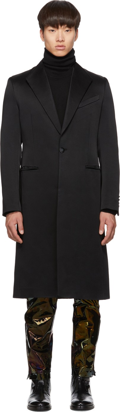 Givenchy Black Single-Breasted Long Coat