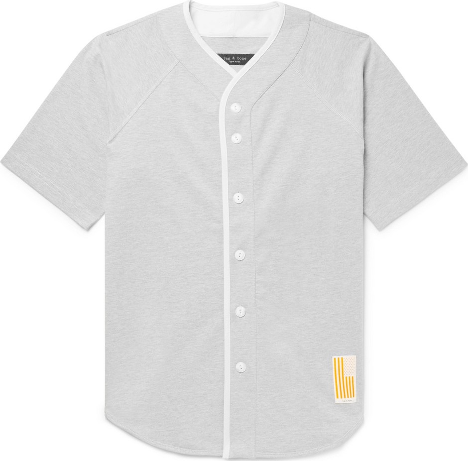 Rag & Bone Made in America Grosgrain-Trimmed Supima Cotton-Jersey Baseball Shirt