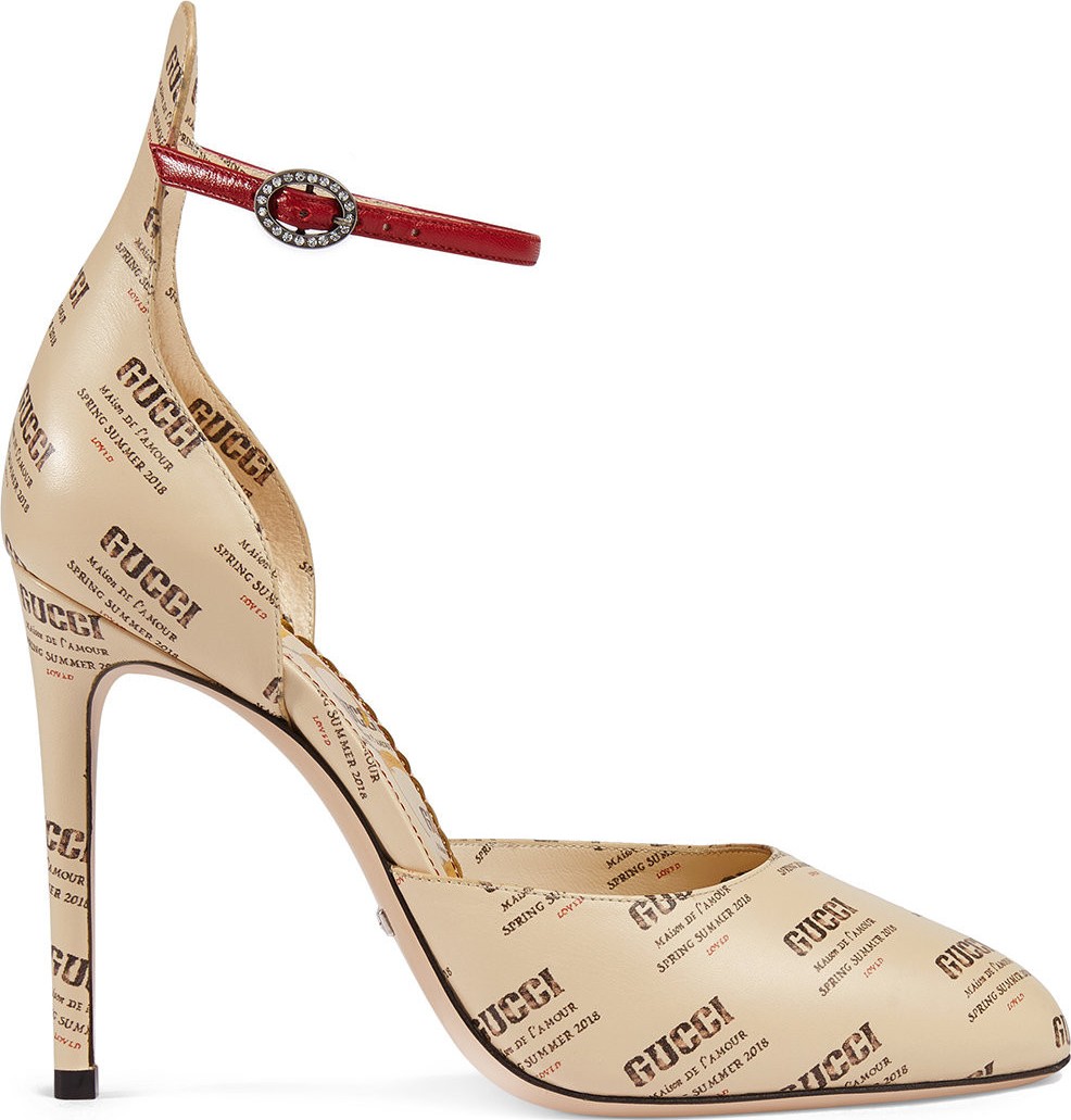 Gucci Leather Gucci invite print pump