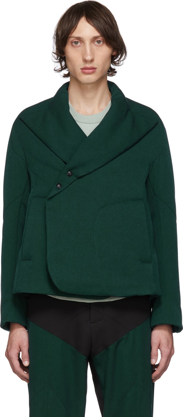 Kiko Kostadinov Green Vein Padded Blazer Jacket